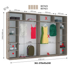 Шафа купе Віват В 374 (220х45х370)